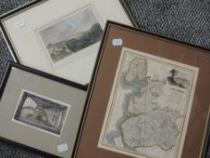 (19th century), an engraving, Scout Scar Kendal, 11 x 16cm, mounted framed and glazed, 27 x 32cm,