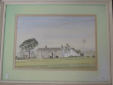 CD Taylor, (20th century), a watercolour, country homestead, 30 x 45cm, mounted framed and glazed,