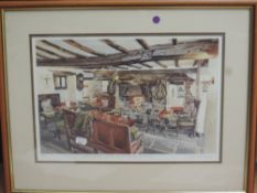 Judy Boyes, (contemporary), a Ltd Ed print, Opening Times at the Queens Head Troutbeck, signed and