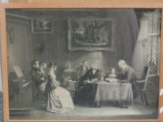 (19th century), a pair of engravings, period study narratives, 42 x 56cm, oak framed and glazed,