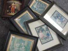 (20th century), a selection of prints, inc, Afternoon Tea, 22 x 13cm, mounted framed and glazed,