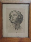 Thomas Riley, (19th century), after, an etching, portrait study, dated 1898, 32 x 24cm, mounted