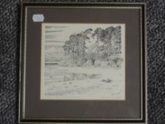 Alfred Wainwright, after, a print, Friar's Crag Derwentwater, signed, 16 x 21cm, mounted framed