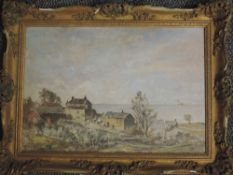 Oliver Hall (1869 -1957), an oil painting, Lower Bardsea Village, attributed verso and dated 1956,