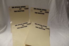 An interesting lot of EMI display cards from a record shop - these would have been used to advertise