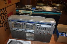 A vintage Ferguson radio cassette (twin), with original box