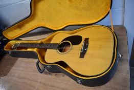A vintage Selmer Saxon folk model 812 acoustic guitar with plush lined case