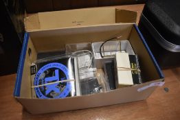 A box of assorted guitar electronic spares including 4 humbucker pickups