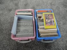Two small boxes of mixed vintage Postcards including War Propaganda, Humour, Advertising etc along