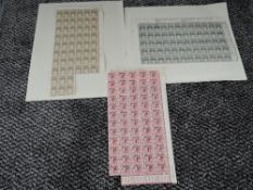 Two part sheets of 1919 National Health Insurance Stamps, overprinted Specimen, 60 x 6p and 54 x