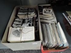 Three small boxes of mixed vintage World Postcards, black & white and colour, mainly modern