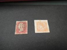 An Austrian Newspaper Stamp, four margin SG N12 and a GB Queen Victoria Penny Red Stamp,