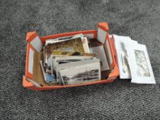A box of mixed vintage UK & World Postcards, early to modern, black & white and colour, real photo