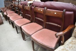 A set of six (five plus one) 19th Century mahogany dining chairs