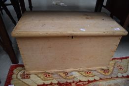 A stripped pine bedding or tool chest of small proportions