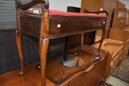 An early 20th Century stained frame duet piano stool
