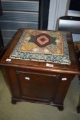 A 19th Century box stool with later tapestry lift top