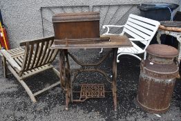 A foot operated Jones sewing machine on cast iron base