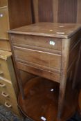 A stained frame sewing box and contents