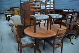 A G plan oval dining table and four ladder back chairs