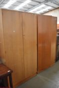Two vintage golden oak wardrobes