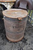 A traditional farm house grain or flour bin with lid
