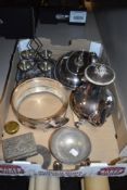 A selection of plated wares and similar including Islamic chase work bowl, Japanese lidded box,AF,