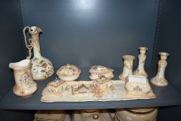 A selection of early 20th Century Crown Devon fieldings dressing table items etc
