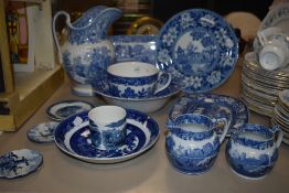 A mixed lot of blue and white ware including Copeland Spode Italians serving bowl and oversized