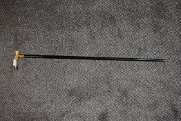 A vintage horn handled walking cane, with presentation inscription for R Hurst , Derby