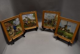 A set of four contemporary Mosa Holland pictorial tiles