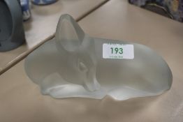 An art deco Lucienne Bloch for glassworks Royal Leerdam satined glass study of a deer.