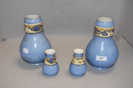 A pair of Turin vases, Ming design and a similar smaller pair