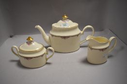 A late 20th Century Mintons three piece tea set, Lyndhurst pattern