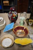 An assortment of mid century vases including Cauldon and Sylvac, a Masons 'Applique' bowl, three