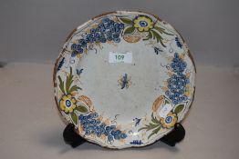 A circa 1775,Alderman Shaw,Liverpool potteries plate,having berry pattern with yellow flowers.