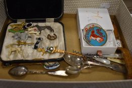 A selection of vintage dog brooches including plastic terriers,A Rotary watch with leather strap,two