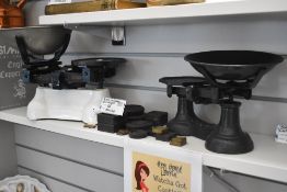 Two sets of vintage weighing scales including Avery