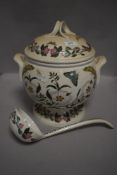 A large Portmeirion soup tureen and ladle.