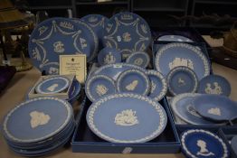 A large collection of Wedgwood to include commemorative ware and limited edition valentines plates.