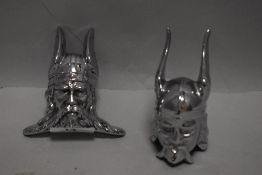 Two motor car hood mascots of Vikings for Rover cars