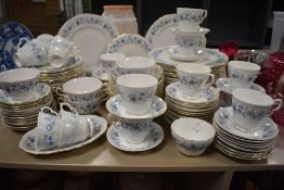 A large collection of Colcough china having white ground with blue floral pattern,plates,cups and