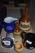 A selection of Breweriana including Teachers water jug and Queen Anne scotch whisky water jug.
