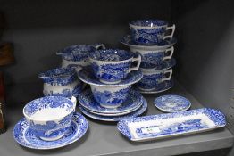 A selection of tea cups and saucers by Copeland Spode in the Italian design