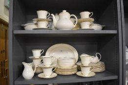 A large selection of modern Royal Doulton tablewares , the Heather pattern, having cream ground
