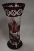 A Bohemian glass vase, having Dutch influence design, height approx. 25cm, chip to rim