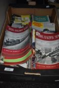 A box full of vintage railway magazine,predominantly 1950s.