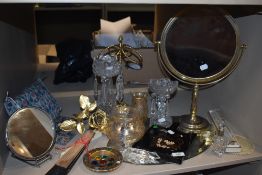 A miscellany of items amongst which are mirrors,Liberty wash bag with label,fans,including late 19th