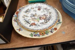 A selection of chinoiserie pattern plates, two by Ironstone and two Japan Opaque