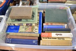 A selection of text library and reference books including Grey Owl